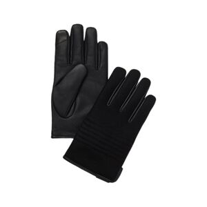 CALVIN KLEIN Black Wool Blend Slipon Faux Leather Winter CoId Weather Gloves L